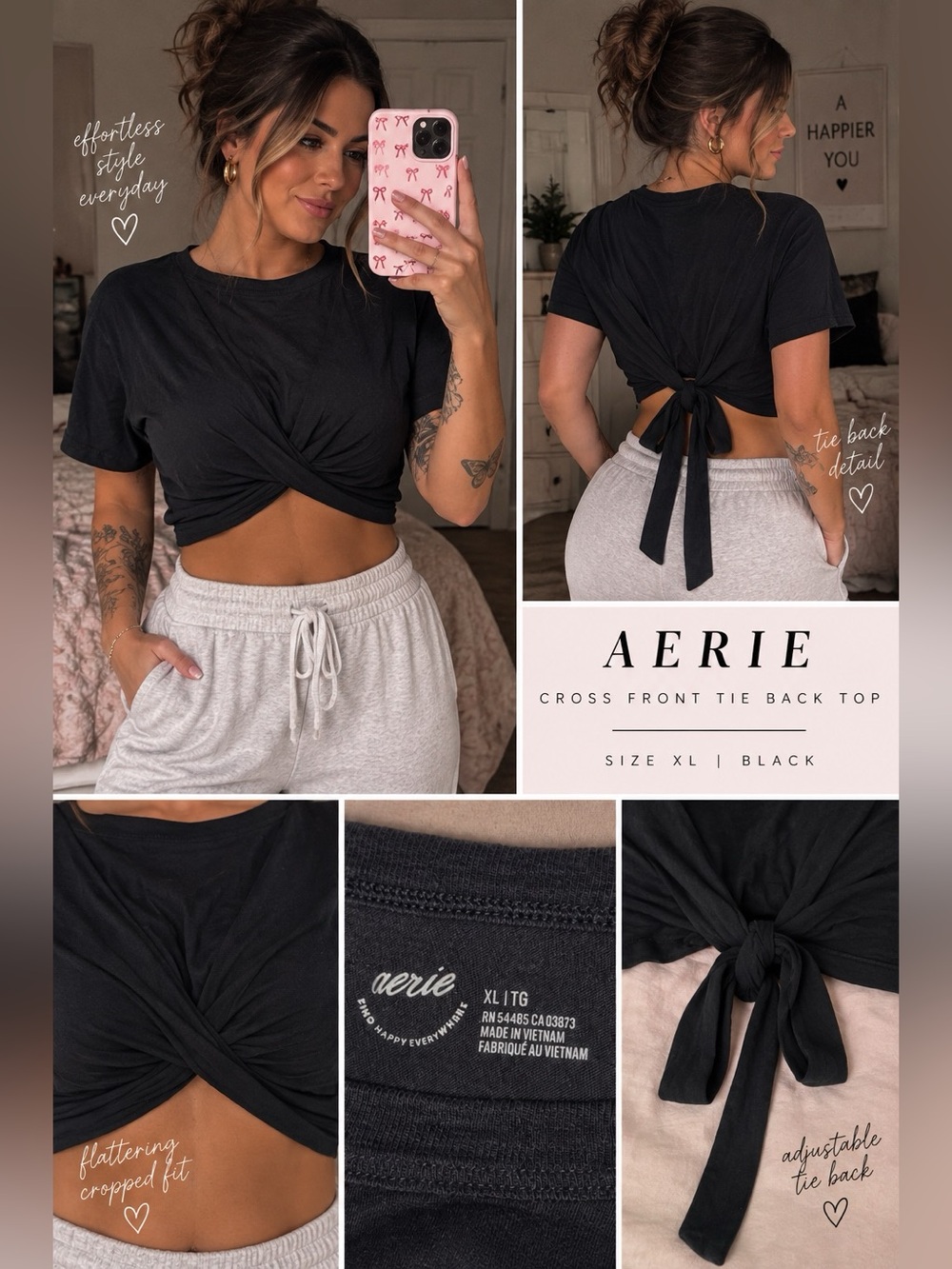 AERIE CROP TOP CROSS WRAP